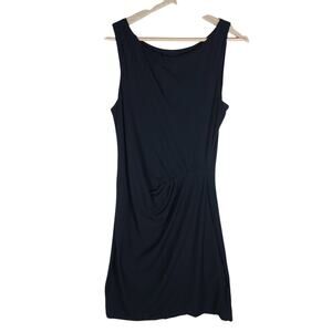 Theory Dress Small Black Knit Sleeveless Ruched Jersey Stretch Business Casual